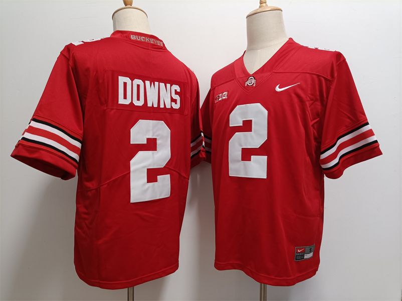 Men's #2 Caleb Downs Ohio State Buckeyes Stitched Nike Red College Football Replica Jersey S-3XL