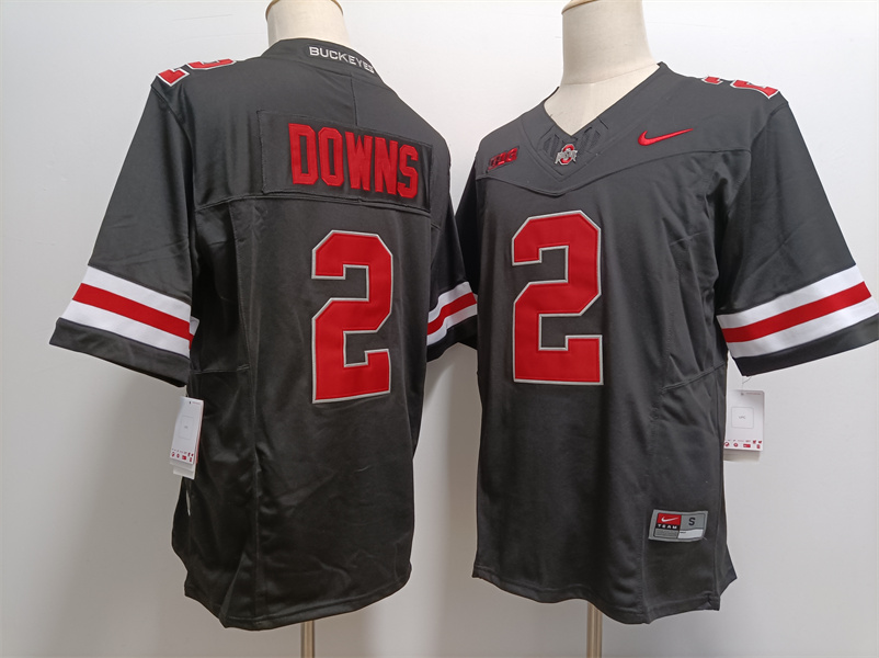 Men's #2 Caleb Downs Ohio State Buckeyes Stitched Nike Black College Football Replica Jersey S-3XL
