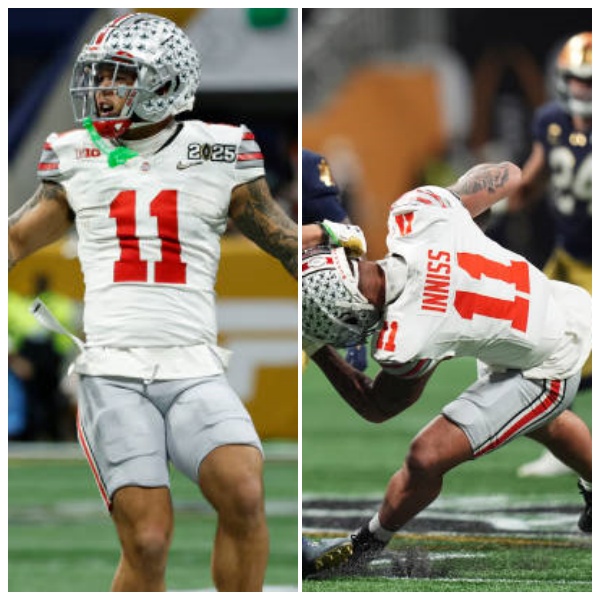 Mens Ohio State Buckeyes #11 Brandon Inniss White Diamonds Playoff Game Jersey