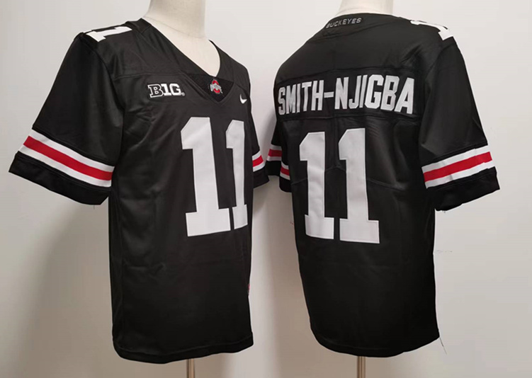 Men Ohio State Buckeyes #11 Jaxon Smith-Njigba Nike Black White College Football Game Jersey Men Ohio State Buckeyes #11 Jaxon Smith-Njigba Nike Black White College Football Game Jersey