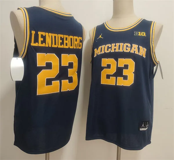 Michigan Wolverines #23 Yaxel Lendeborg Navy College Basketball Game Jersey