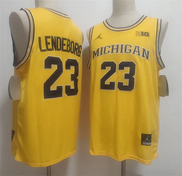 Michigan Wolverines #23 Yaxel Lendeborg Maize College Basketball Game Jersey