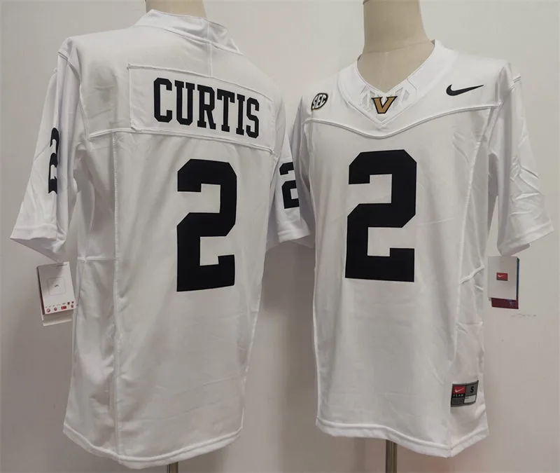Mens Vanderbilt Commodores #2 Jared Curtis White Black Football F.U.S.E Limited Jersey