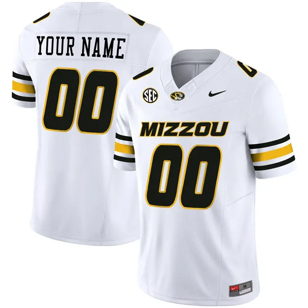 Missouri Tigers Custom Nike 2025 White College Football Game Jersey