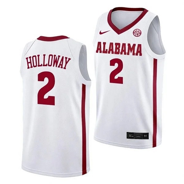 Mens Youth  Alabama Crimson Tide #2 Aden Holloway Nike White College Basketball Game Jersey
