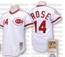 Mens Cincinnati Reds #14 Pete Rose 1976 White Pullover Mitchell & Ness jersey