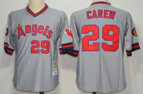 Men's California Angels #29 Rod Carew Gray Pullover Throwback Jersey