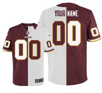 Mens Nike Washington Redskins Customized Burgundy White Split Two Tone Jersey