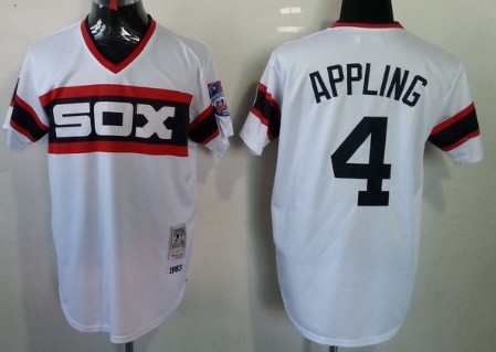 Men's Chicago White Sox #4 Luke Appling 1933 White Cooperstown Throwback Jersey