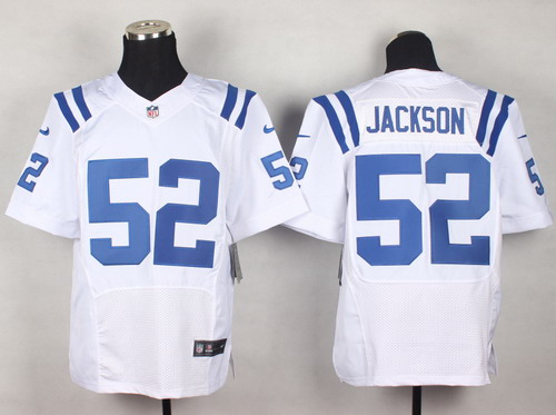 Men's Indianapolis Colts #52 D'Qwell Jackson White Nik Elite Jersey