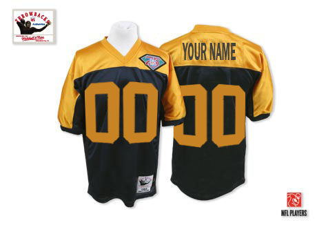 Mens Green Bay Packers Customized Yellow Black Throwback With 75th Patch Jerseys