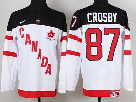 Men's Team Canada 1914-2014 #87 Sidney Crosby White 100TH Jersey