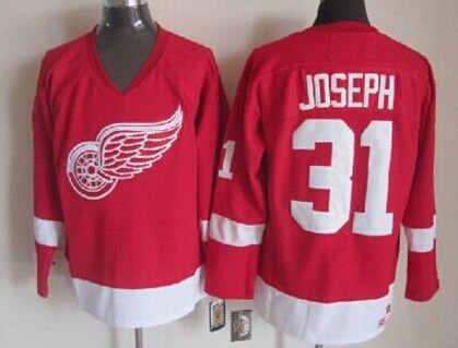 Men's Detroit Red Wings #31 Curtis Joseph Red Throwback CCM Jersey