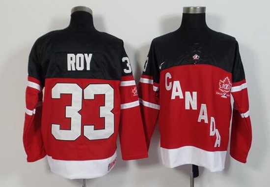 1914-2014 Men's Team Canada #33 Patrick Roy Retired Player Red 100TH Anniversary Jersey