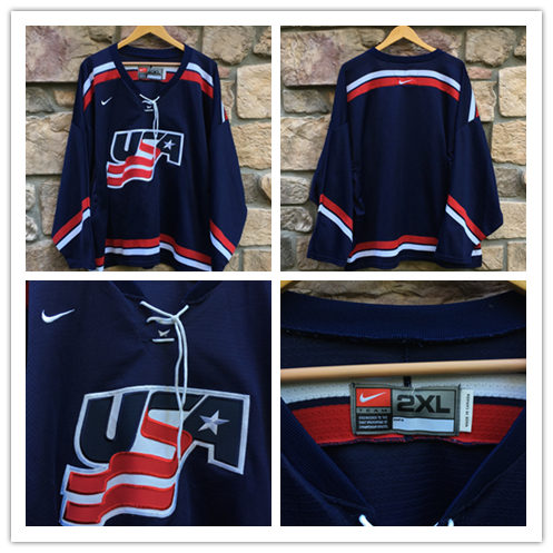 Men's Team USA Olympic 2000's Navy Blue Hockey Jersey