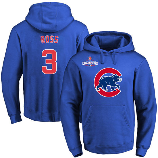 Men's Chicago Cubs #3 David Ross Royal Primary Logo Pullover Hoodie