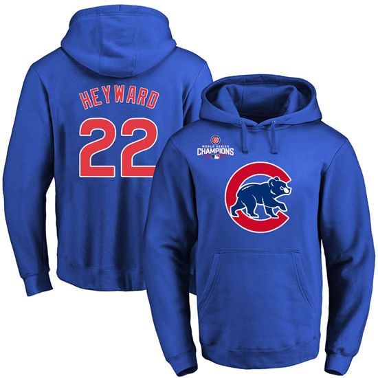Men's Chicago Cubs #22 Jason Heyward Royal Primary Logo Pullover Hoodie