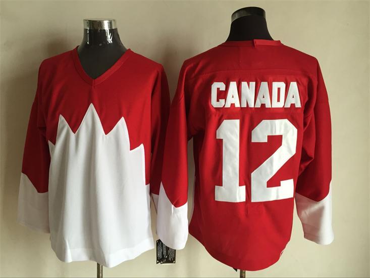 Men's #12 YVAN COURNOYER Team Canada 1972 CCM Throwback Hockey Jersey