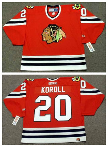 Men's Chicago Blackhawks #20 CLIFF KOROLL 1975 CCM Throwback Home Red Hockey Jersey S-3XL