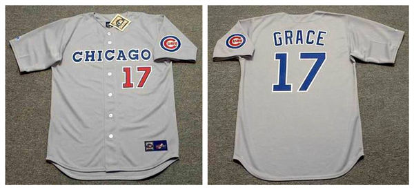 Men's Chicago Cubs #17 MARK GRACE 1990 Gray Chicago Majestic Cooperstown Throwback Away Jersey