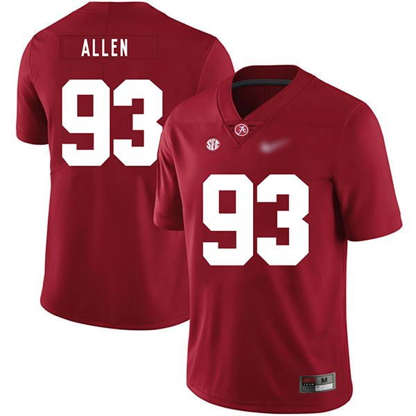 Jonathan Allen Alabama Crimson Tide Men's Jersey - #93 NCAA Red Game Authentic