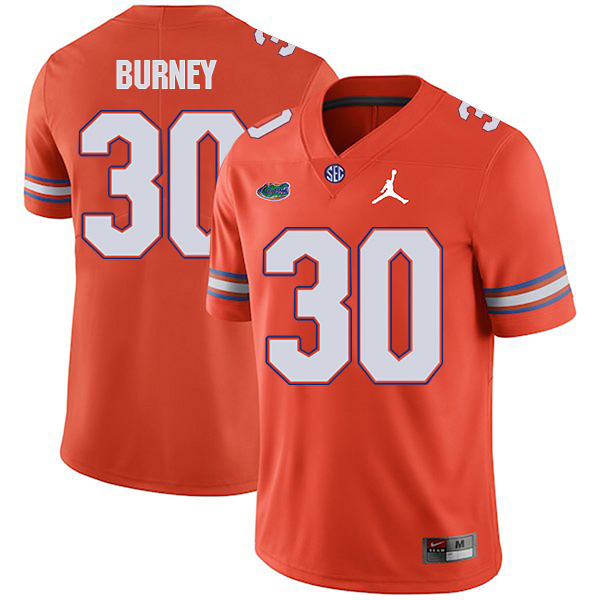 Amari Burney Florida Gators Men's Jersey - #30 NCAA Orange Stitched Jordan Authentic