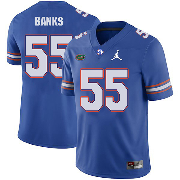 Noah Banks Florida Gators Men's Jersey - #55 NCAA Blue Stitched Jordan Authentic