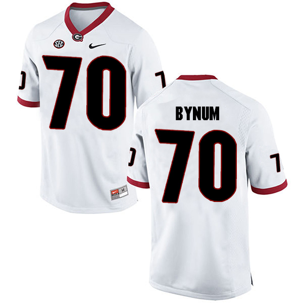 Aulden Bynum Georgia Bulldogs Men's Jersey - #70 NCAA White Limited Away