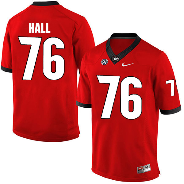 Carson Hall Georgia Bulldogs Men's Jersey - #76 NCAA Red Limited Home