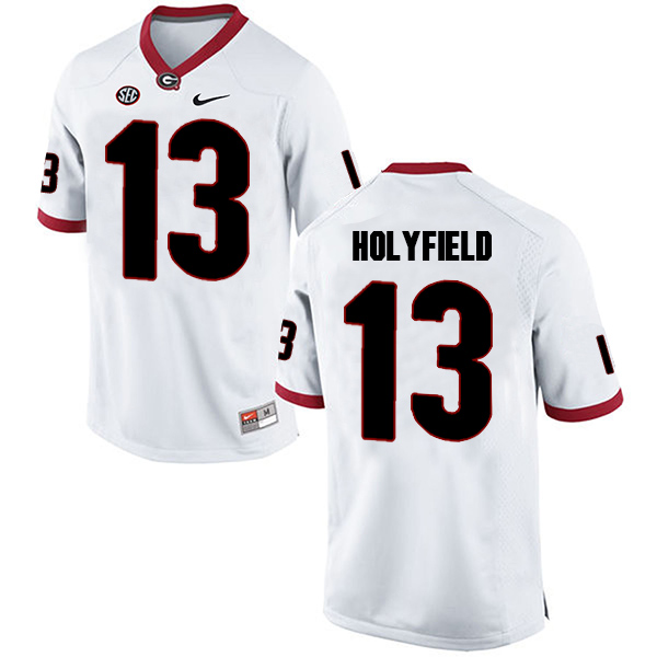 Elijah Holyfield Georgia Bulldogs Men's Jersey - #13 NCAA White Limited Away
