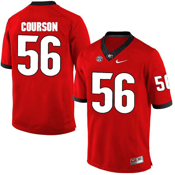 John Courson Georgia Bulldogs Men's Jersey - #56 NCAA Red Limited Home