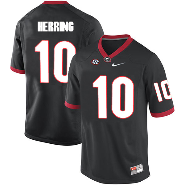 Malik Herring Georgia Bulldogs Men's Jersey - #10 NCAA Black Limited Home