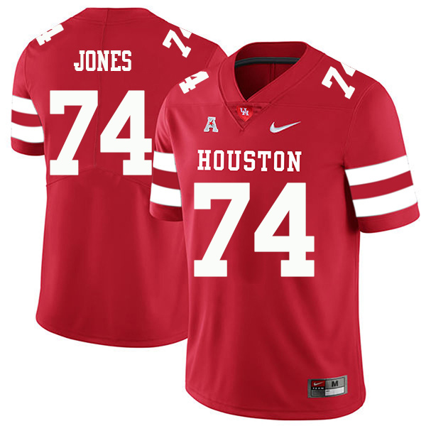 Josh Jones Houston Cougars Men's Jersey - #74 NCAA Red Stitched Authentic