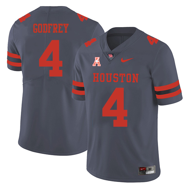 Leroy Godfrey Houston Cougars Men's Jersey - #4 NCAA Grey Stitched Authentic