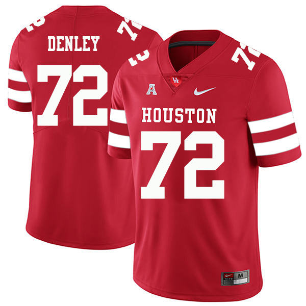 Mason Denley Houston Cougars Men's Jersey - #72 NCAA Red Stitched Authentic