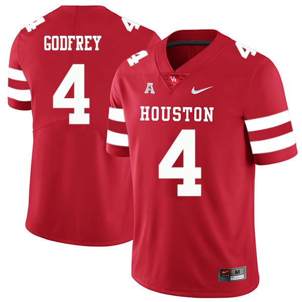 Leroy Godfrey Houston Cougars Men's Jersey - #4 NCAA Red Stitched Authentic