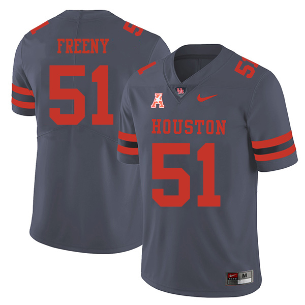 Tariq Freeny Houston Cougars Men's Jersey - #51 NCAA Grey Stitched Authentic
