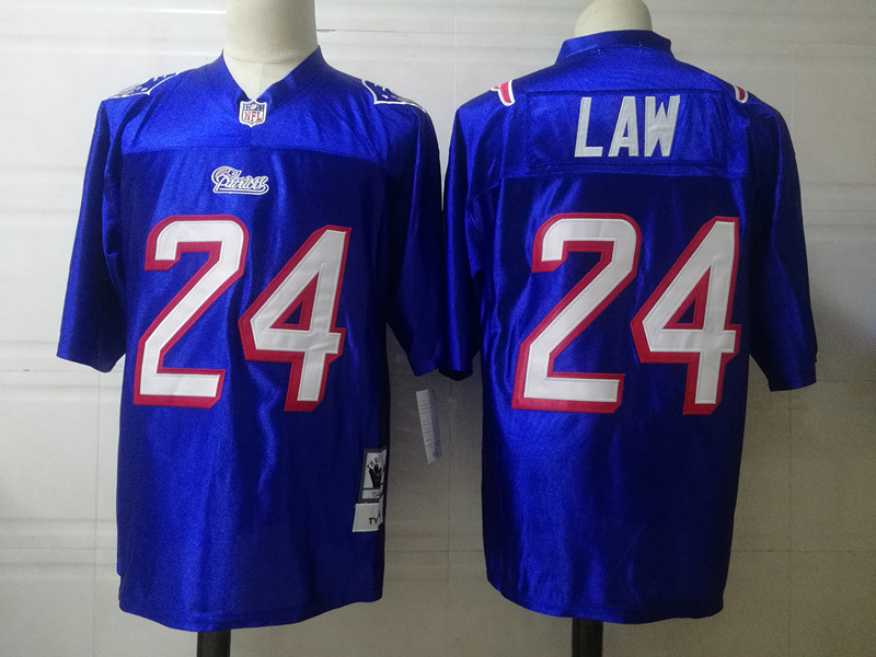 Men's New England Patriots #24 Ty Law Royal 1997 Mitchell & Ness Throwback Vintage Jersey