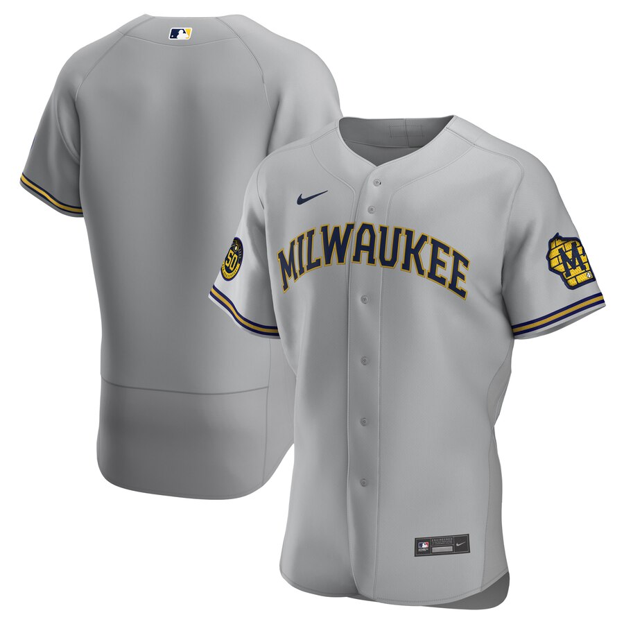 Men's Milwaukee Brewers Blank Nike Gray Road Limited Team Jersey