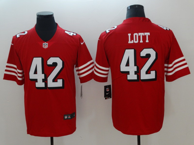 Men's San Francisco 49ers #42 Ronnie Lott Nike Red Vapor Untouchable Color Rush Limited Player Jersey