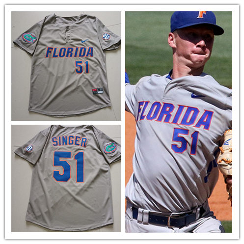 Florida Gators #51 Brady Singer Nike 2016 Grey Pullover With Name College Baseball Alumni Jersey