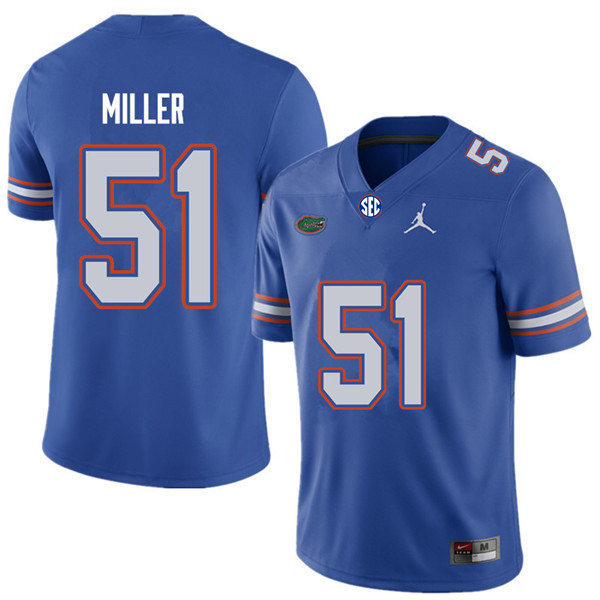 Mens Florida Gators #51 Ventrell Miller Royal Jordan Brand College Football Game Jersey