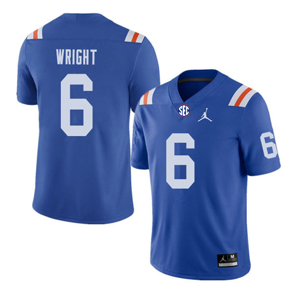 Mens Florida Gators #6 Nay'Quan Wright Jordan Brand Royal Retro 1960's Football Jersey