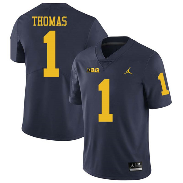 Mens Michigan Wolverines #1 Ambry Thomas Jordan Brand Navy College Football Game Jersey