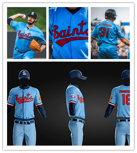 Mens St. Paul Saints Custom Light Blue Minor League Baseball Jersey
