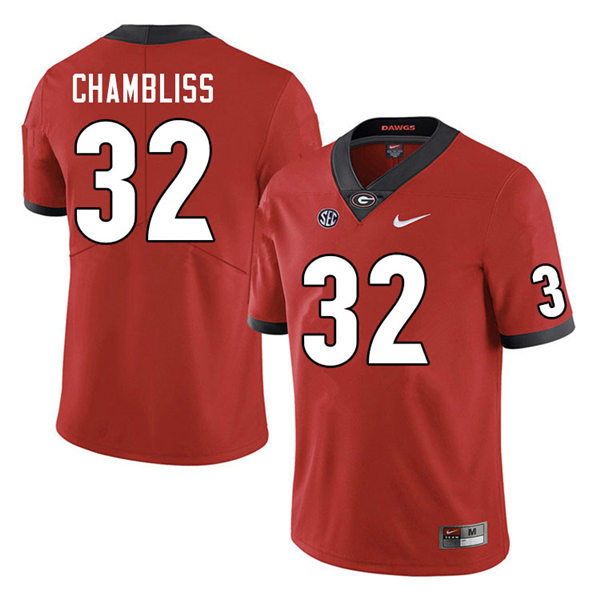Mens Georgia Bulldogs #32 Chaz Chambliss Nike Red Home College Football Game jersey