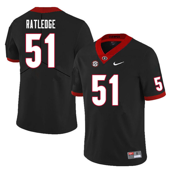 Mens Georgia Bulldogs #51 Tate Ratledge Nike Black College Football Game jersey