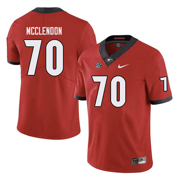 Mens Georgia Bulldogs #70 Warren McClendon Nike Red Home College Football Game jersey