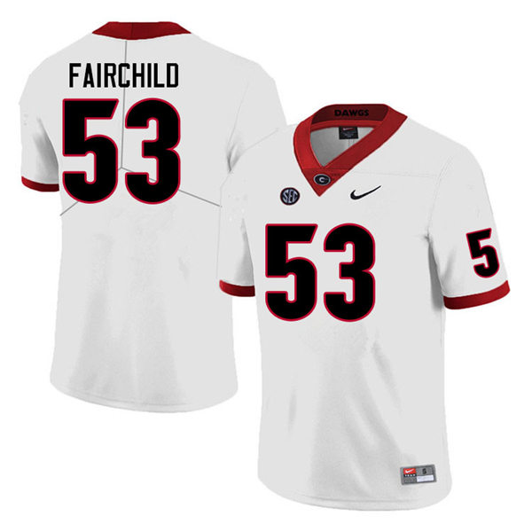 Mens Georgia Bulldogs #53 Dylan Fairchild Nike White College Football Game jersey