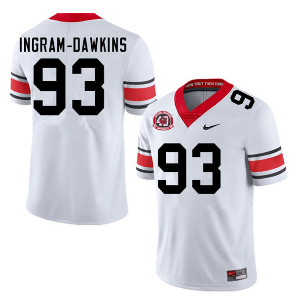 Mens Georgia Bulldogs #93 Tyrion Ingram-Dawkins Nike 40th anniversary white alternate football jersey